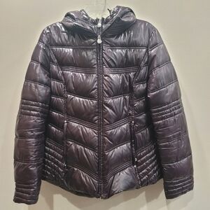 Laundry by Shelli Segal Eggplant Quilted Puffer Coat - L